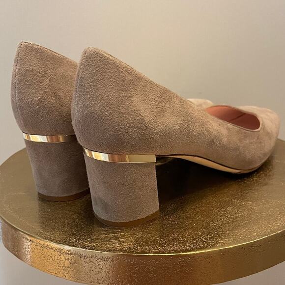 Kate Spade New York Dolores Suede Block Heel Pumps | Gray Neutral Taupe, 7M - Picture 6 of 10